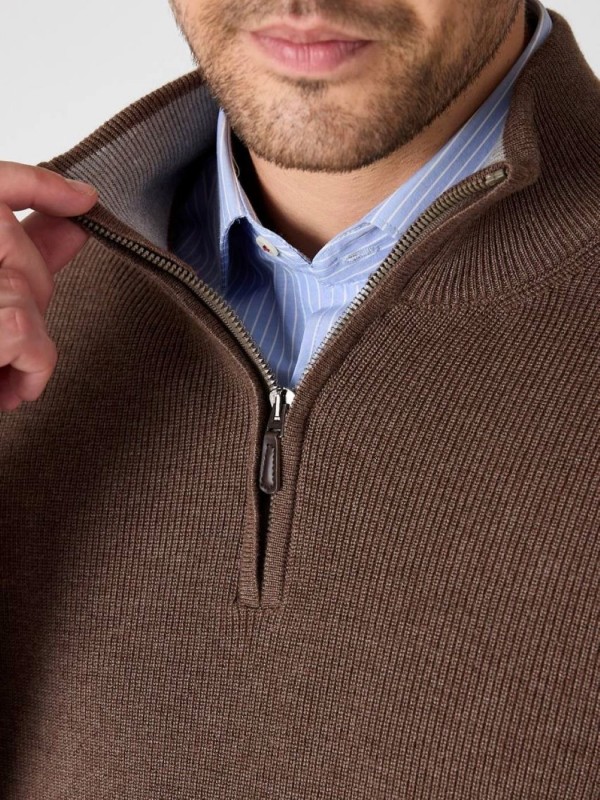 Стильная классическая мужская кофта с воротником-стойкой quarter-zip  - Изображение 8
