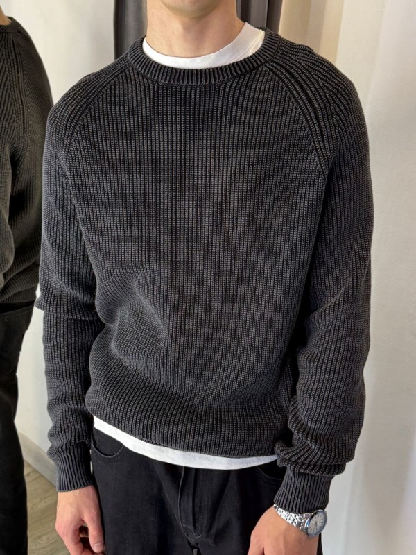 Базовый премиальный мужской свитер из плотного хлопка knit pullover  - Изображение 7