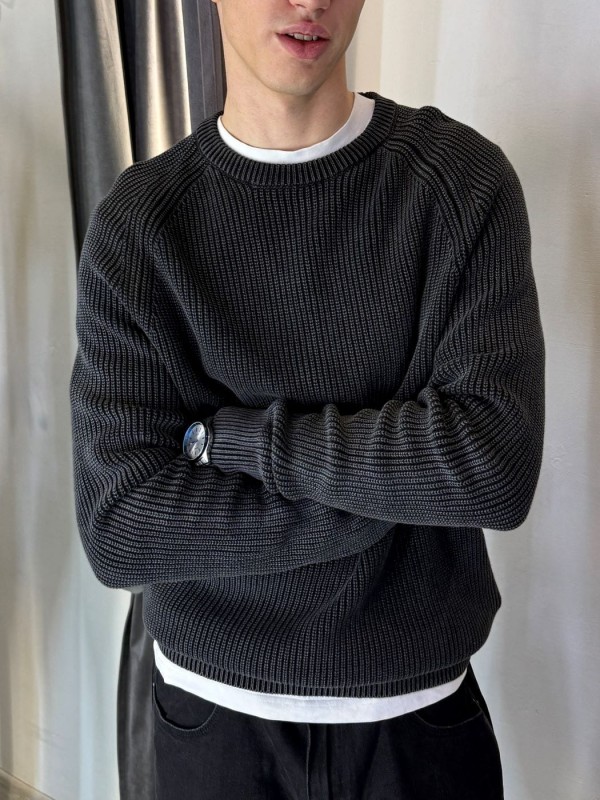 Базовый премиальный мужской свитер из плотного хлопка knit pullover  - Изображение 9
