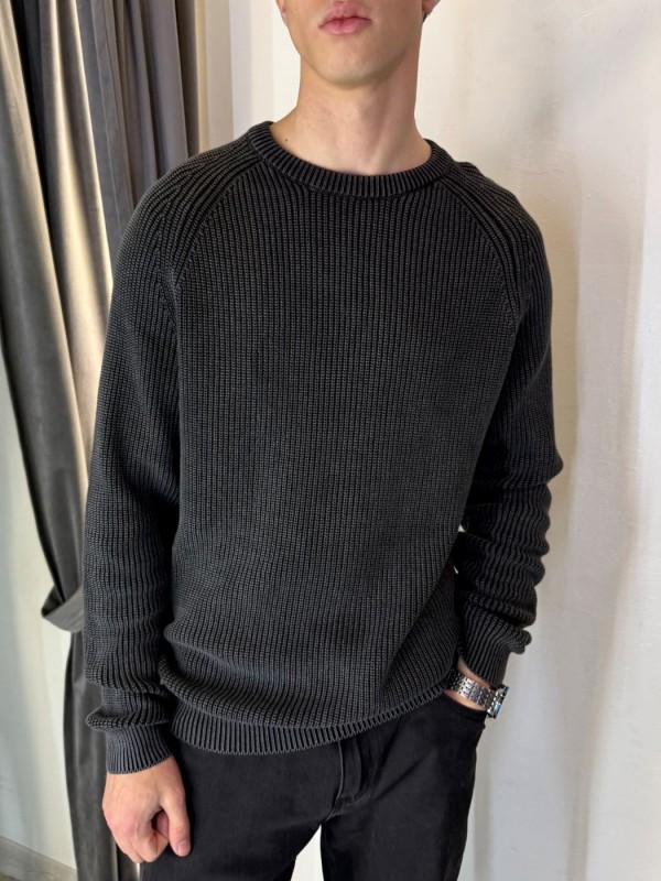 Базовый премиальный мужской свитер из плотного хлопка knit pullover  - Изображение 10
