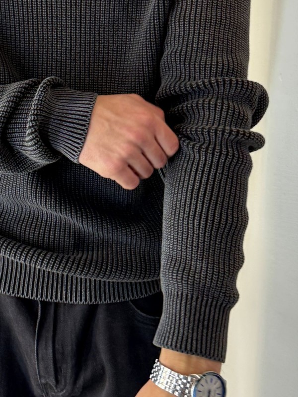 Базовый премиальный мужской свитер из плотного хлопка knit pullover  - Изображение 12