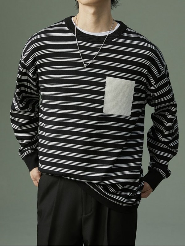 Джемпер полосатый с декоративным карманом striped trend