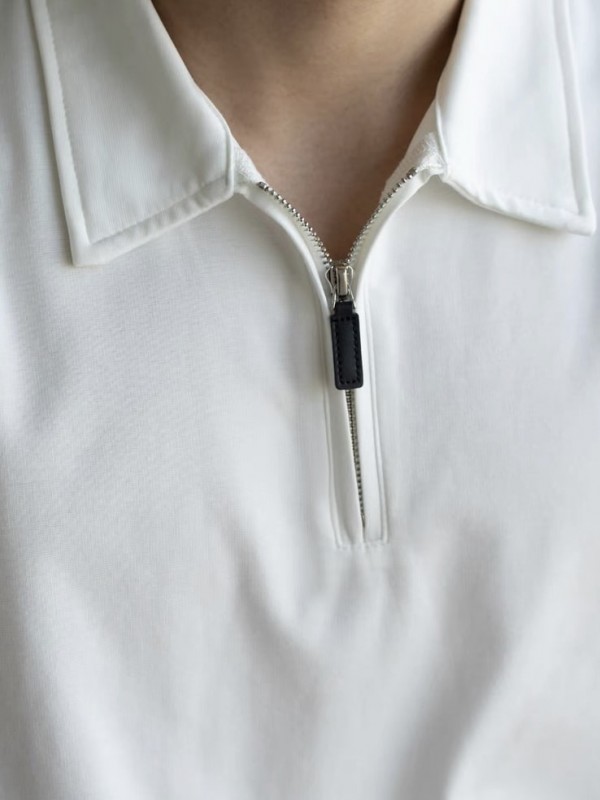 Футболка поло из легкой ткани на змейке half-zip lapel  - Изображение 10