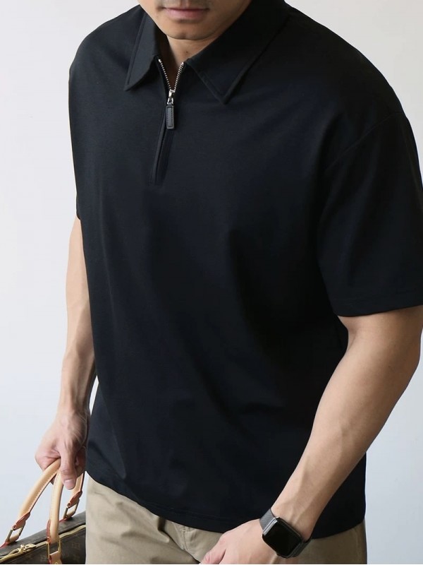 Футболка поло из легкой ткани на змейке half-zip lapel  - Изображение 2