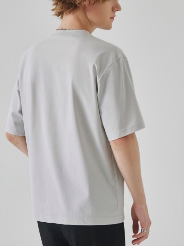 Футболка oversize с текстурным карманом light grey  - Изображение 2
