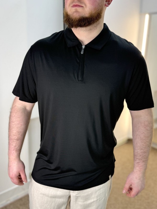 Базовое поло с коротким рукавом и молнией basic polo  - Изображение 1