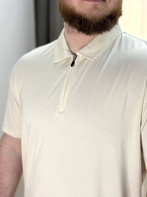 Базовое поло с коротким рукавом и молнией basic polo  - Изображение 6