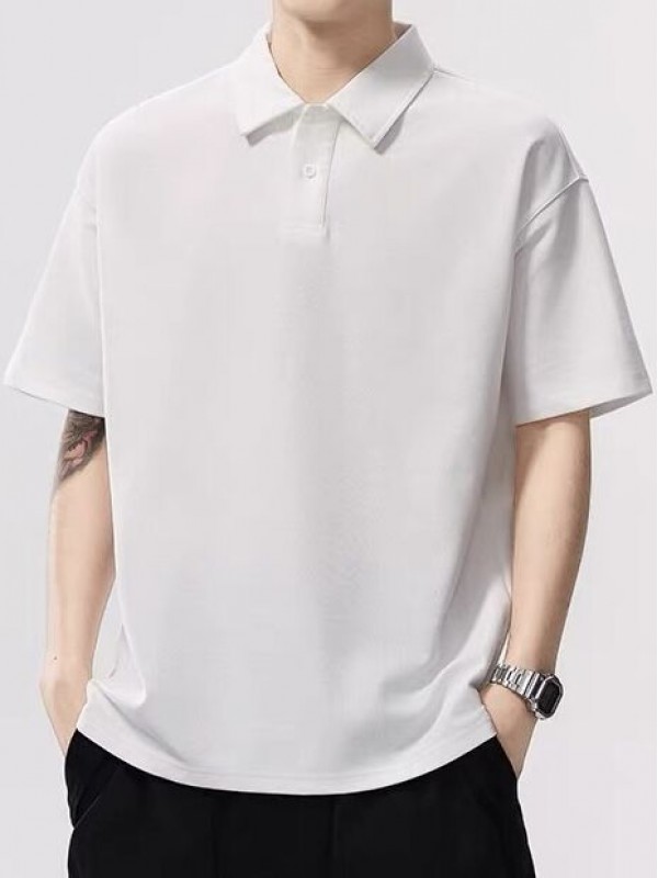 Мужская однотонная футболка поло свободного кроя casual coast  - Изображение 5