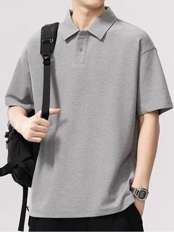 Мужская однотонная футболка поло свободного кроя casual coast  - Изображение 6