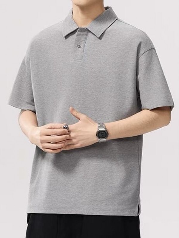 Мужская однотонная футболка поло свободного кроя casual coast  - Изображение 7