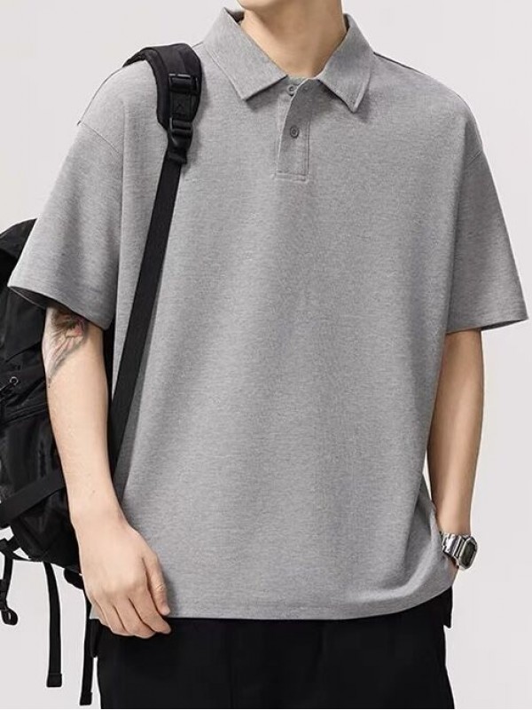 Мужская однотонная футболка поло свободного кроя casual coast  - Изображение 8