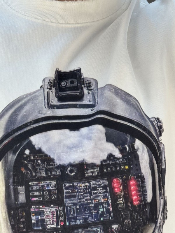 Чоловіча оверсайз футболка біла з принтом шолома пілота flight helmet  -  Зображення 4