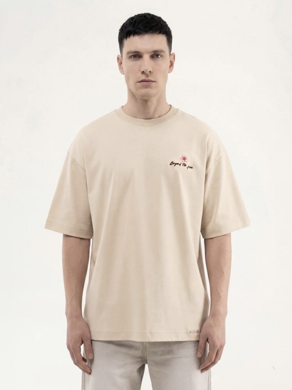 Чоловіча футболка з вишитим принтом журавлів embroidered design
