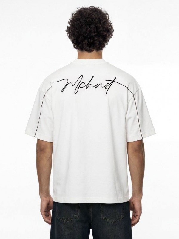Чоловіча оверсайз футболка з декоративною вишивкою minimal signature  -  Зображення 5
