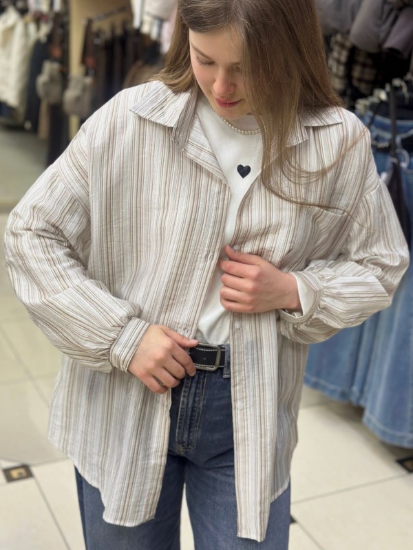 Невагома смугаста сорочка вільного крою striped style  -  Зображення 3