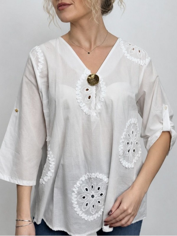 Легкая женская блуза из хлопка white cotton blouse