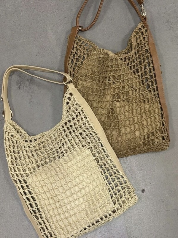 Плетеный шопер с регулируемой ручкой woven tote bag
