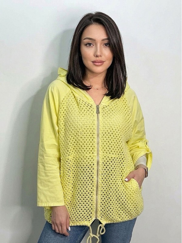 Женская хлопковая ветровка с капюшоном perforated cotton windbreaker
