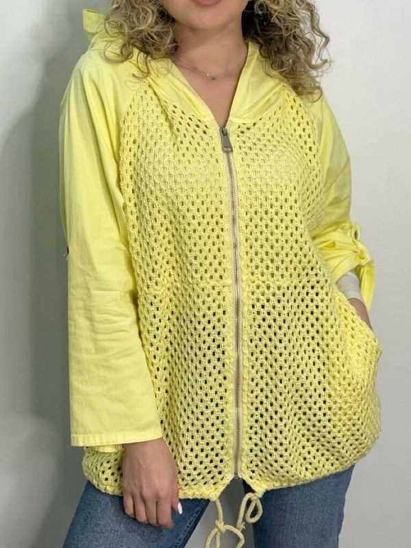 Женская хлопковая ветровка с капюшоном perforated cotton windbreaker  - Изображение 2