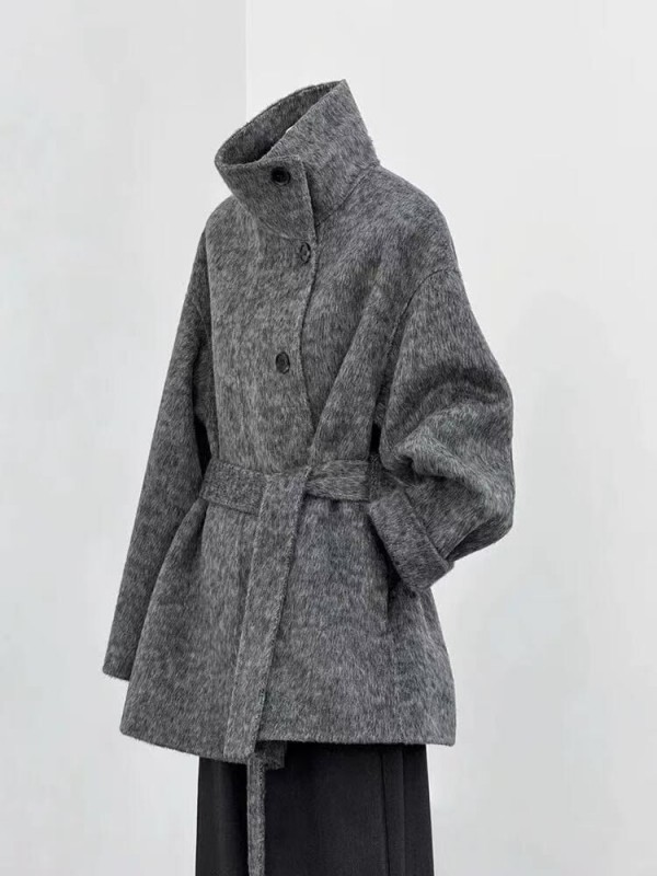 Роскошное пальто с воротником-стойкой premium wool coat
