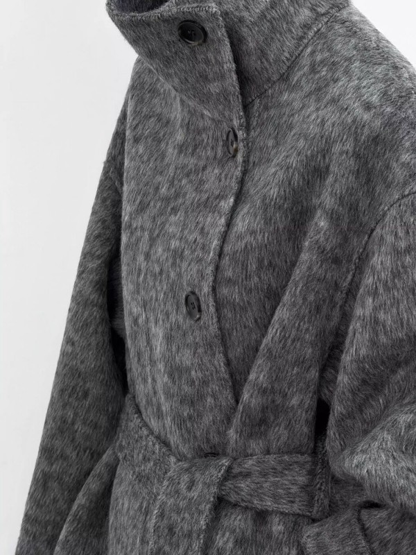 Роскошное пальто с воротником-стойкой premium wool coat  - Изображение 4