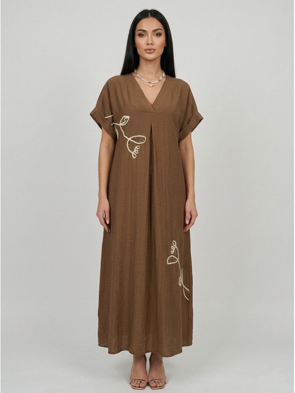Довга літня сукня comfy brown dress  -  Зображення 1