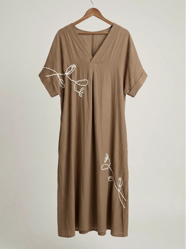 Довга літня сукня comfy brown dress  -  Зображення 2