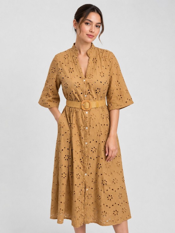 Летнее платье из прошвы elegant cotton dress  - Изображение 1