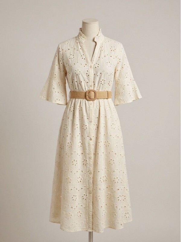 Летнее платье из прошвы elegant cotton dress  - Изображение 3