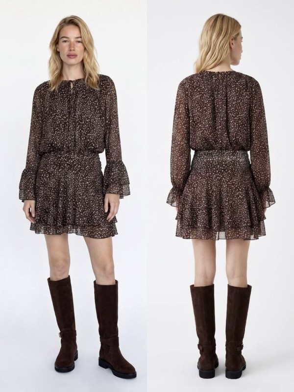 Шифонова коротка сукня brown mini dress