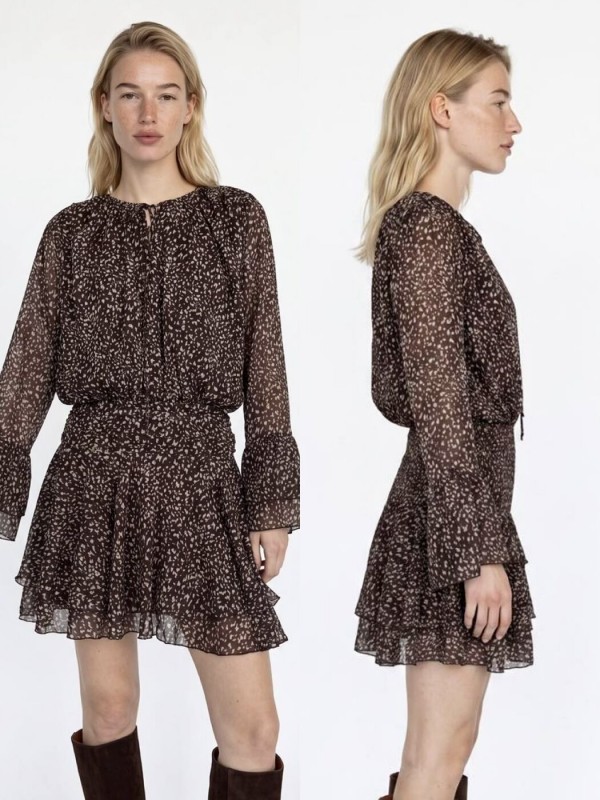 Шифоновое короткое платье brown mini dress  - Изображение 2