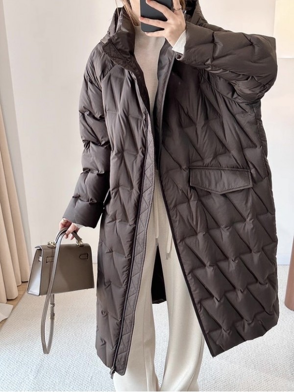 Стёганый удлиненный пуховик OVERSIZE  - Изображение 3