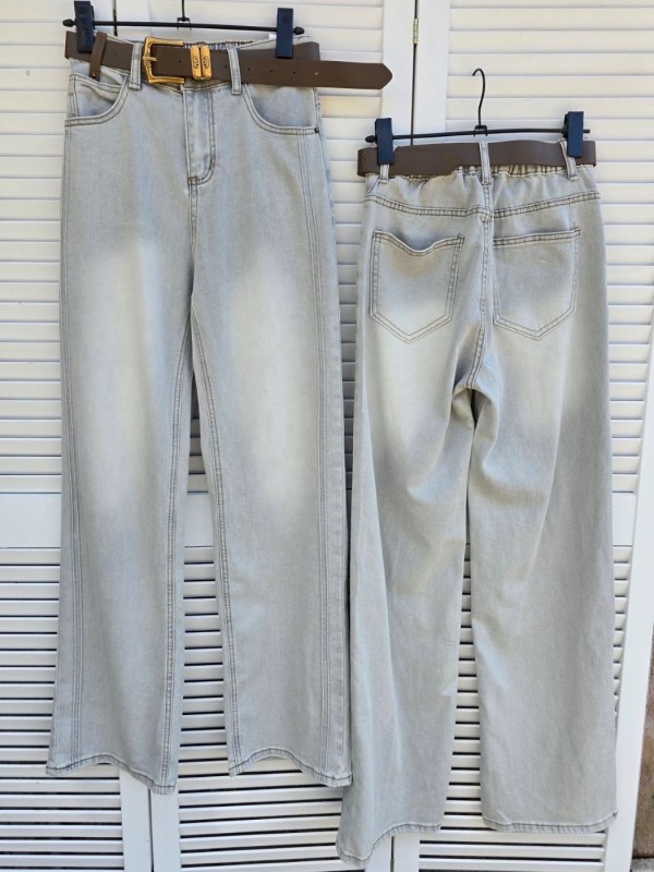  Стильные прямые джинсы с высокой посадкой stylish gray