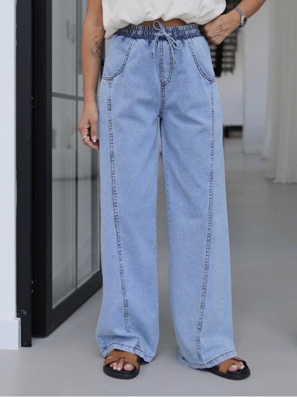 Блакитні широкі джинси blue wide-leg jeans