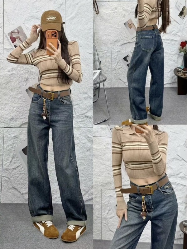 Стильні джинси з коричневим ременем stylish jeans