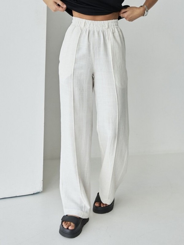 Легкі штани з льону wide-leg linen pants  -  Зображення 1