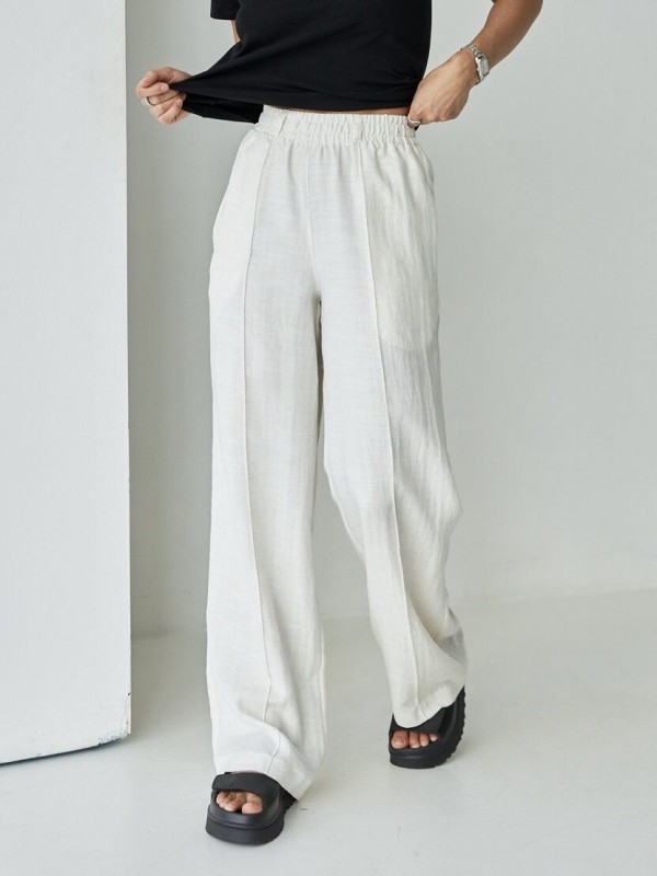Легкі штани з льону wide-leg linen pants  -  Зображення 3