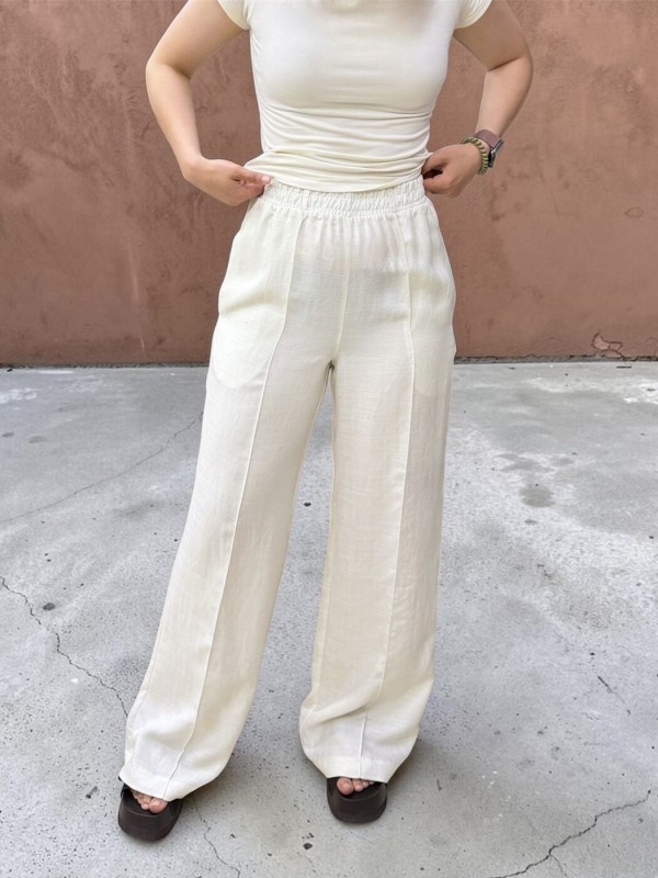 Легкі штани з льону wide-leg linen pants  -  Зображення 5