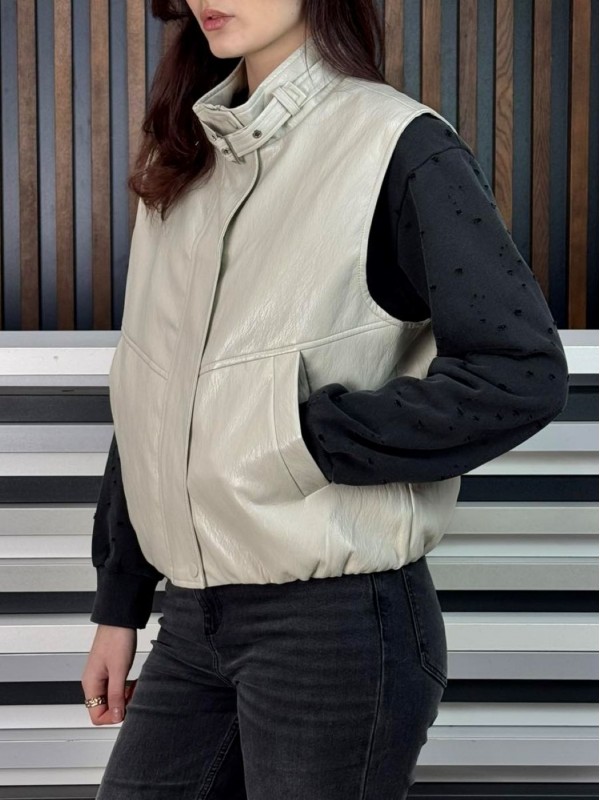 Стильная женская жилетка из экокожи leather vest  - Изображение 1