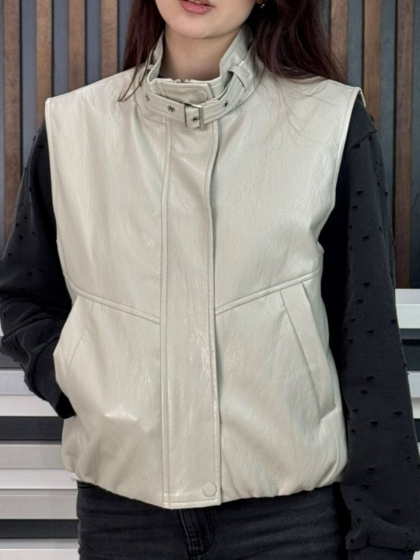 Стильная женская жилетка из экокожи leather vest  - Изображение 3