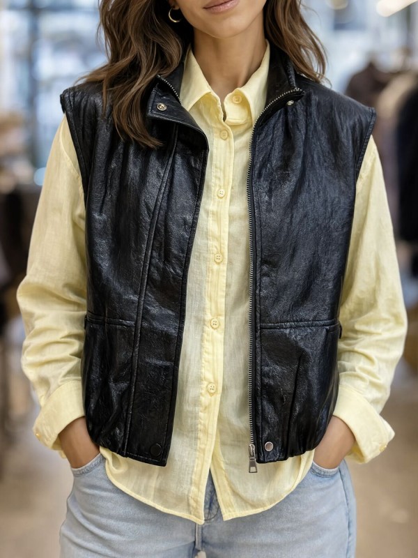 Стильна жіноча жилетка з екошкіри leather vest  -  Зображення 1