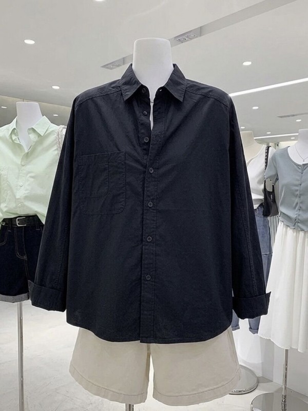 Рубашка из хлопка свободного кроя basic shirt