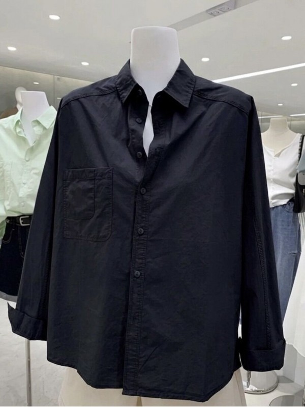 Сорочка з бавовни вільного крою basic shirt  -  Зображення 2