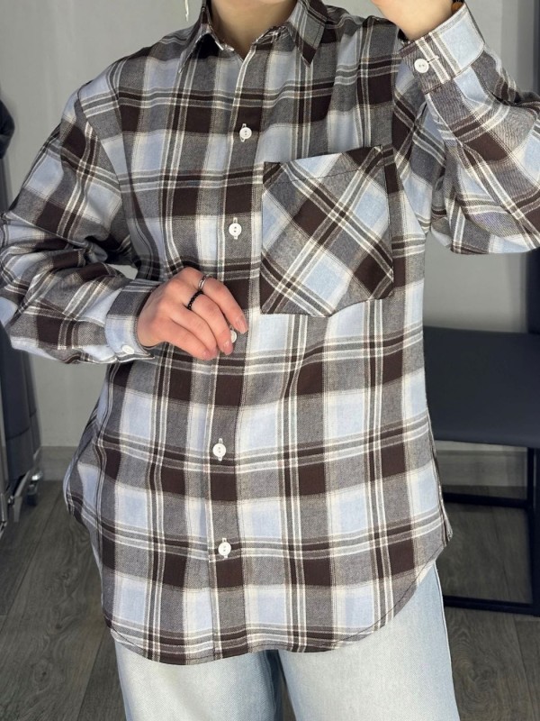 Трендовая хлопковая рубашка в клетку casual plaid