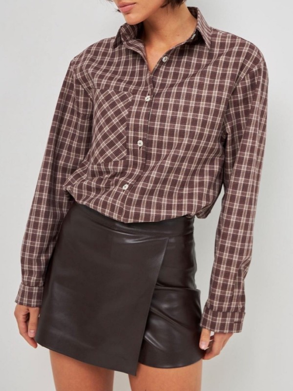 Трендовая хлопковая рубашка в клетку casual plaid  - Изображение 2