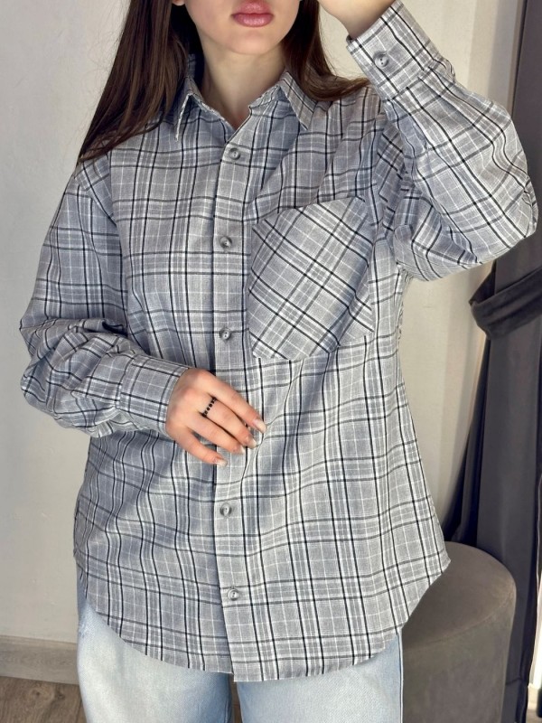 Трендовая хлопковая рубашка в клетку casual plaid  - Изображение 3