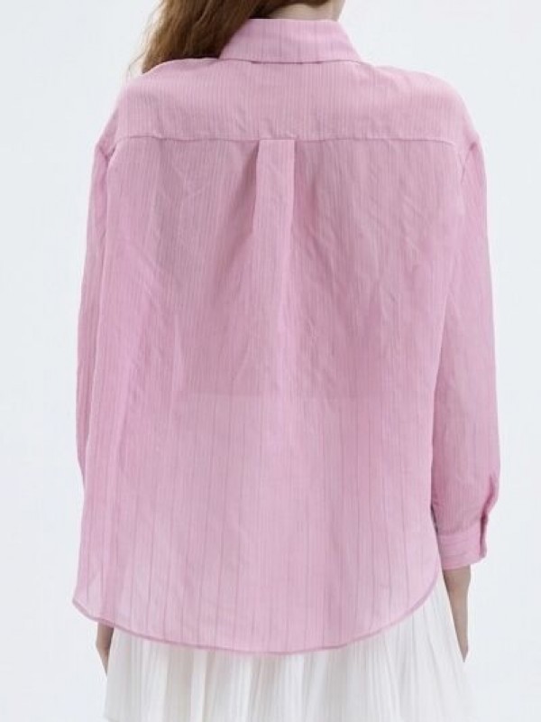 Легка рожева сорочка у смужку striped pink shirt  -  Зображення 1