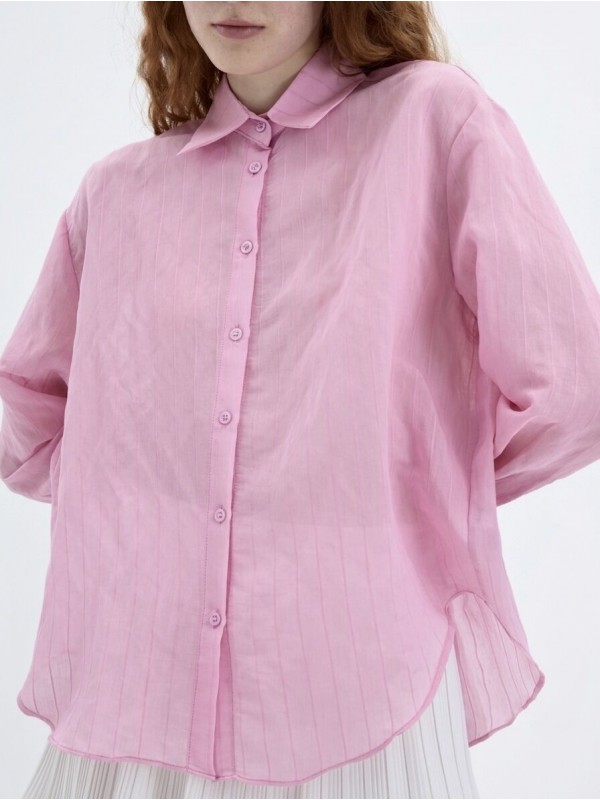 Легка рожева сорочка у смужку striped pink shirt  -  Зображення 2