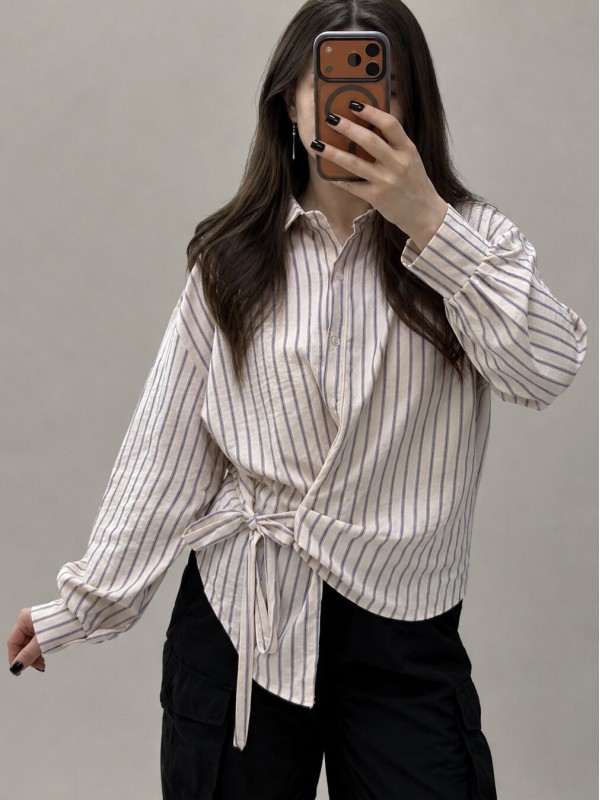 Рубашка в синюю полоску striped shirt  - Изображение 2