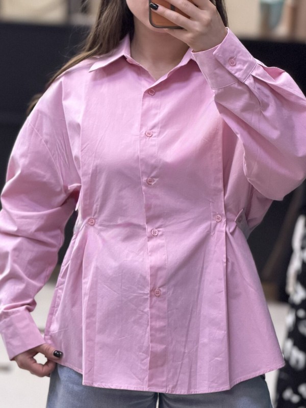 Рожева сорочка з акцентом на талії pink shirt  -  Зображення 2